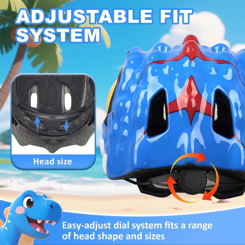 Bavilk Toddler Kids Bike Helmet,3D Dinosaur Helmets for Boys Girls Infant/Baby to Children 1/2/3/4/5/6/7/8 Years Old Lightweight Adjustable Multi-Sports Bicycle Scooter Skateboard Skating Cycling - Image 4